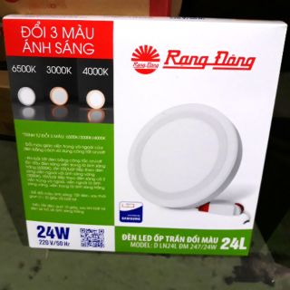 Đèn ốp trần led đổi màu viền 247x247/24w RĐ