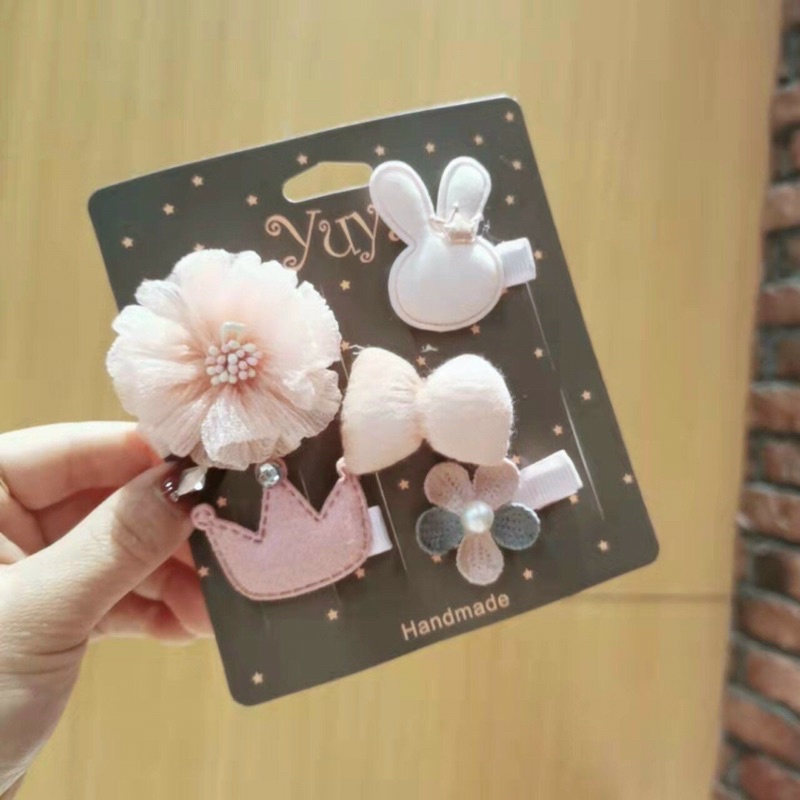 Set 5 kẹp tóc xinh xắn dễ thương phong cách Hàn Quốc cho bé yêu D14