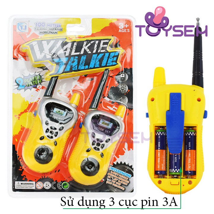 Combo 2 máy bộ đàm đồ chơi Toysem cho trẻ em từ 3 tuổi dùng pin AA  có thể đàm thoại nói chuyện - Quà tặng sinh nhật bé