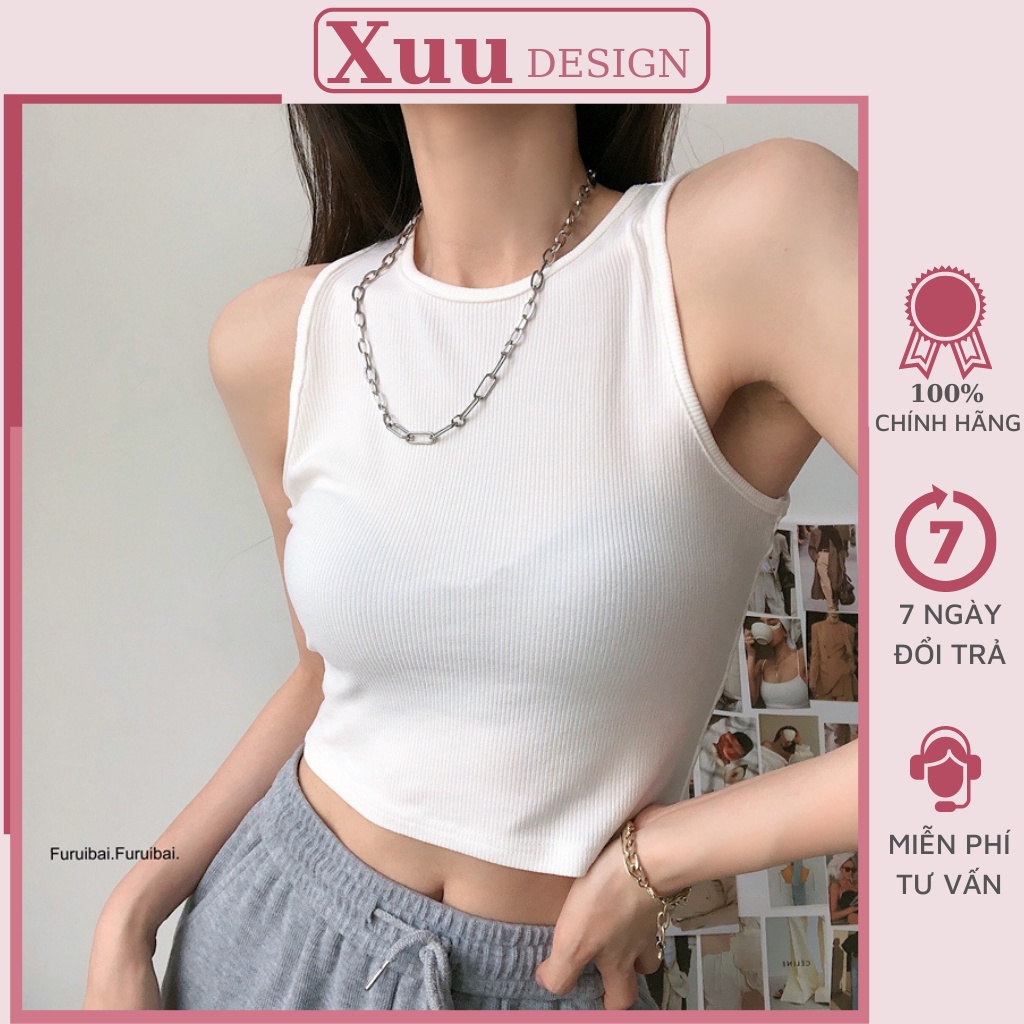 Áo croptop nữ Xuu Design chất cotton co giãn tốt, áo ba lỗ mặc thoải mái AD04