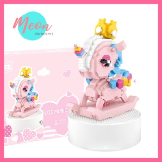 Miniblock xếp hình unicorn + hộp phát nhạc
