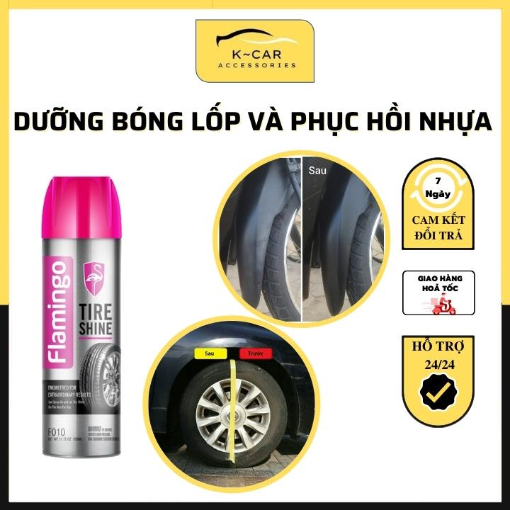 Xịt dưỡng bóng vỏ lốp ô tô, xe máy -  Phục hồi nhựa đen chính hãng Flamingo F010 500ml