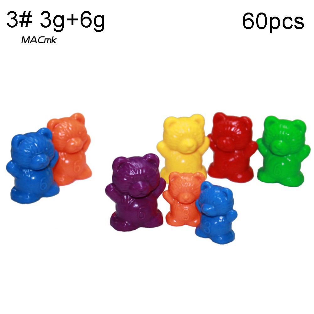 Set 60 dụng cụ tập đếm hình gấu nhiều màu dành cho bé