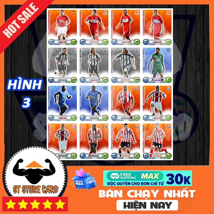 Thẻ cầu thủ Ngoại hạng Anh 2008/09 size Poca Match Attax thẻ in custom ST STORE CARD