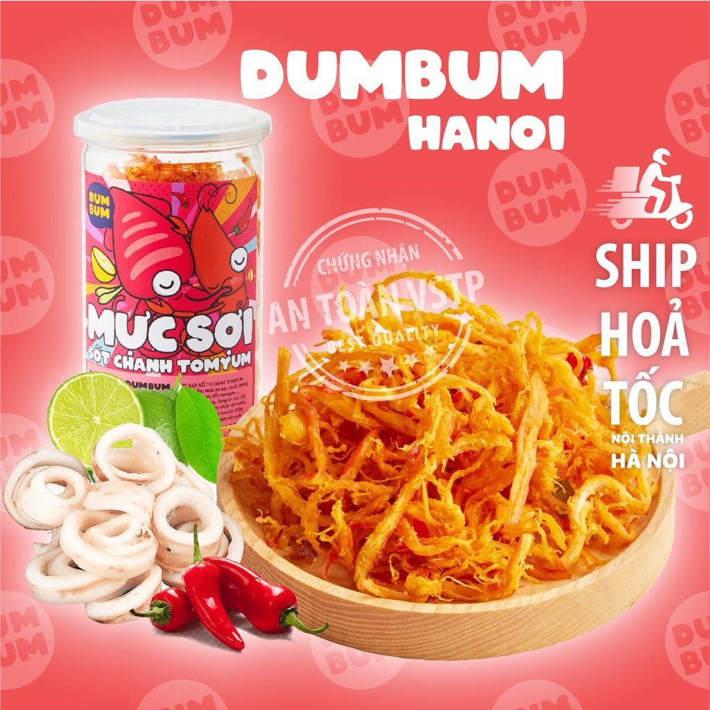 [Mã SKAMSALE8 giảm 10% đơn 200K] Mực sợi sốt chanh Tomyum cay DumBum 250g đồ ăn vặt Hà Nội