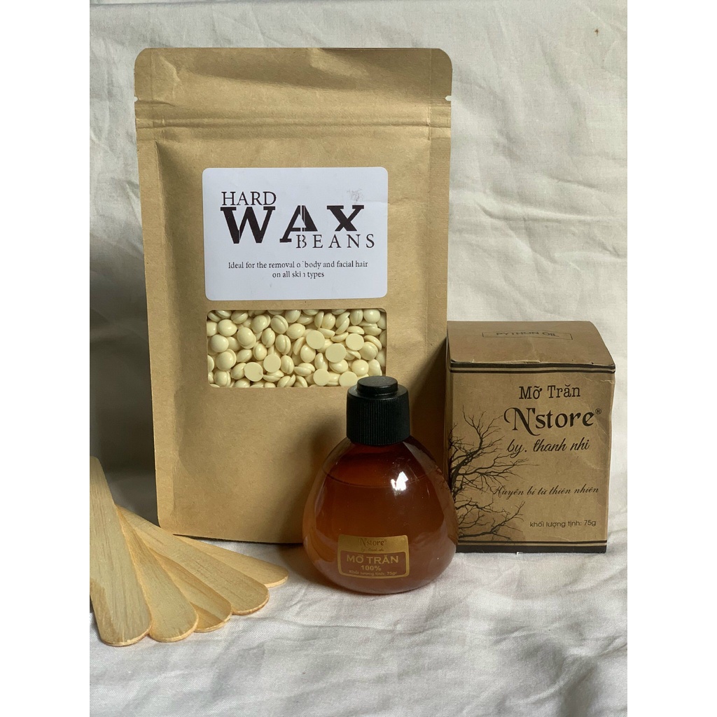 Combo triệt lông sáp wax nóng, wax lông nhập khẩu, tặng mỡ trăn nguyên chất chính hãng