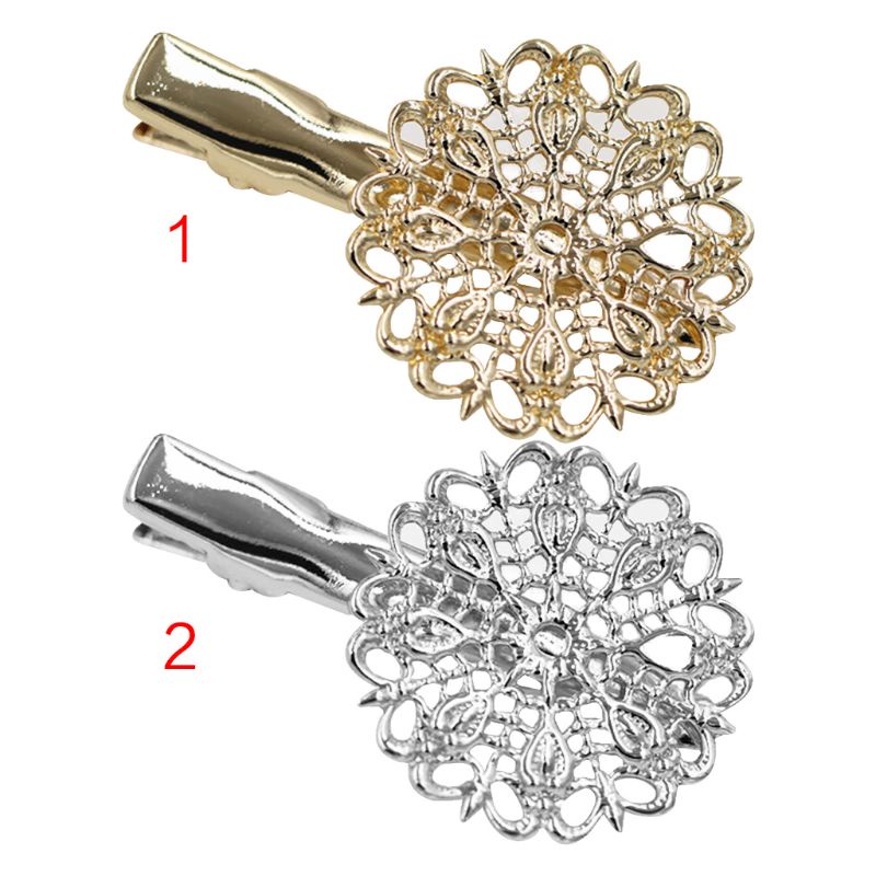 Kẹp Tóc Kim Loại Hình Hoa / Tròn Cổ Điển Cho Nữ