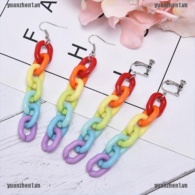 [YUANZHEN1] Bông Tai Dạng Thả Nhiều Màu Sắc Bằng Acrylic Cho Nữ