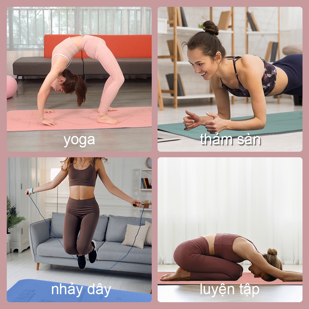 OneTwoFit thiện với môi trường Thảm Tập Yoga Định Tuyến TPE cao cấp tặng kèm túi đựng - 2 Lớp Chống Trượt