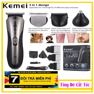 Tăng đơ _ Tông đơ cắt tóc kiêm cạo râu, tỉa lông mũi 3 trong 1 chính hãng Kemei 1407