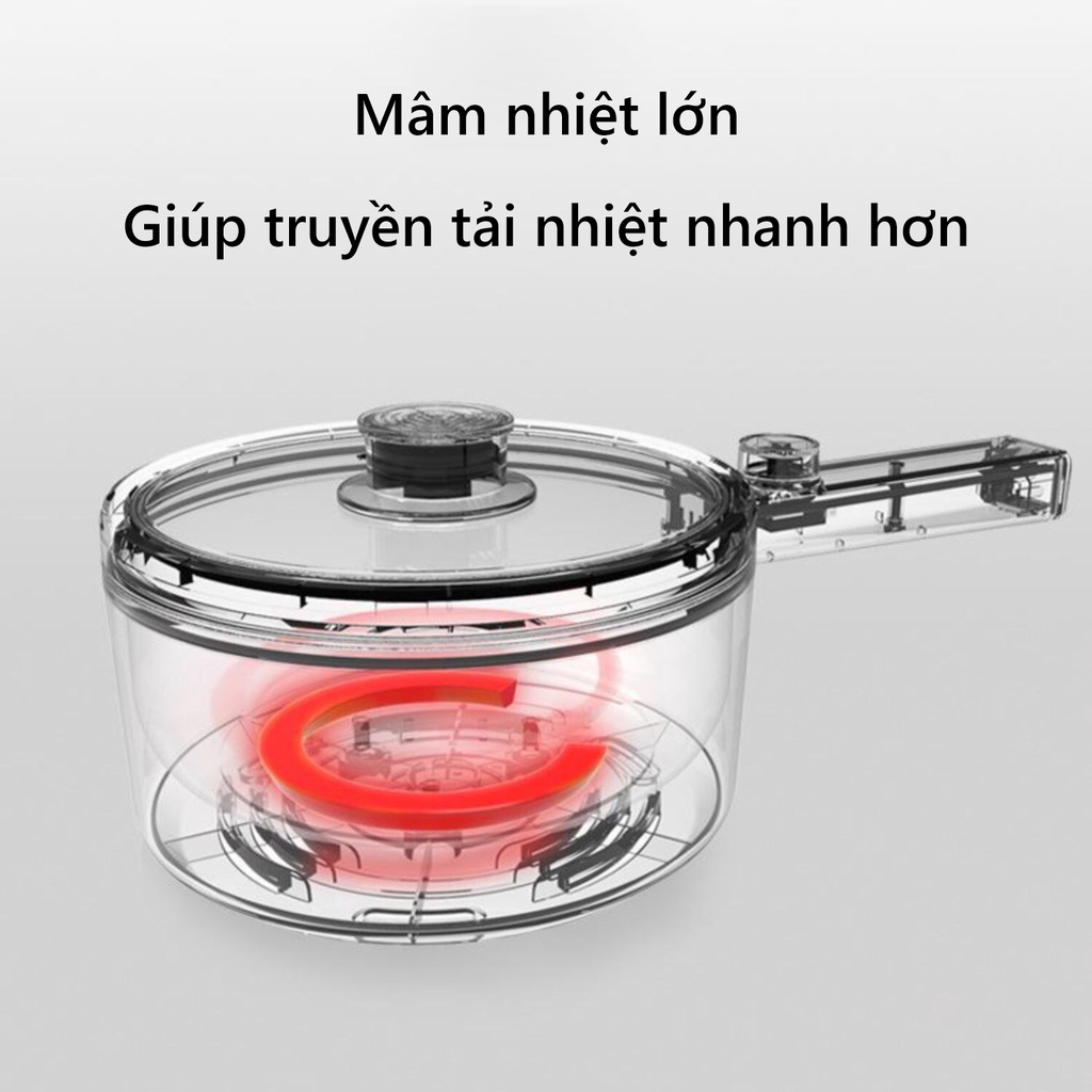 Nồi Nấu Mì Nồi Điện Mini Nồi Lẩu Điện Chảo Chống Dính Đa Năng Dung Tích 1.5L Công Suất 600W 2 Chế Độ vt124