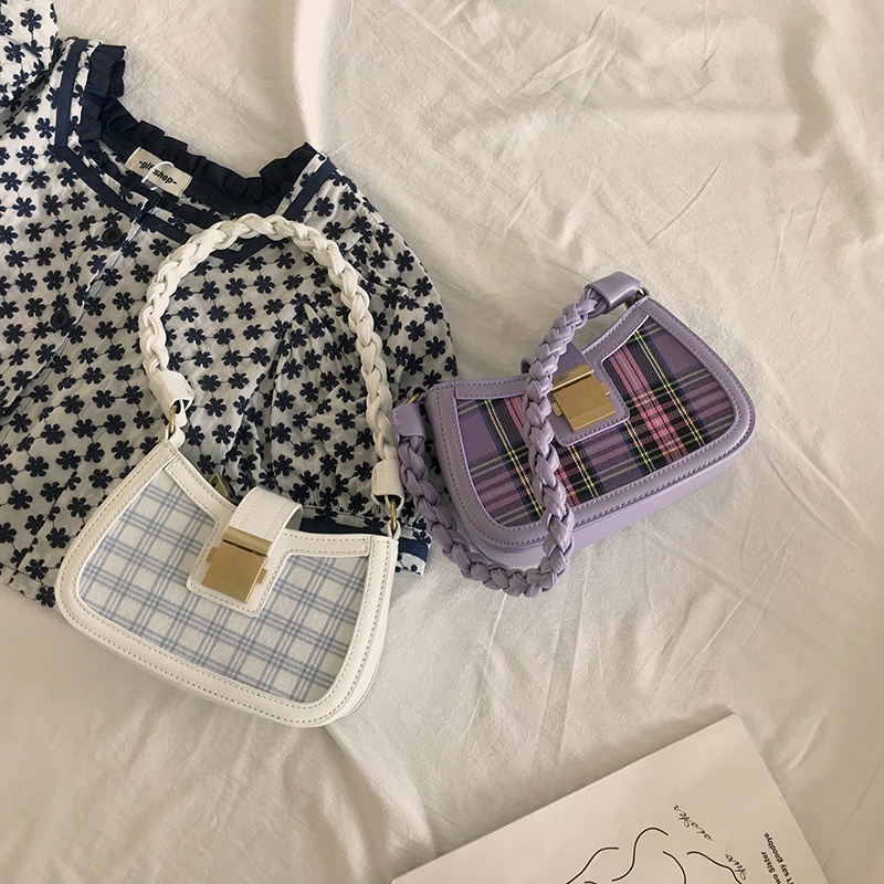 Ielgy Túi Xách Đeo Dưới Cánh Tay Họa Tiết Ca Rô Thời Trang Niche