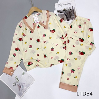 Bộ Pijama ngủ lụa mango cổ sen tay dài có size