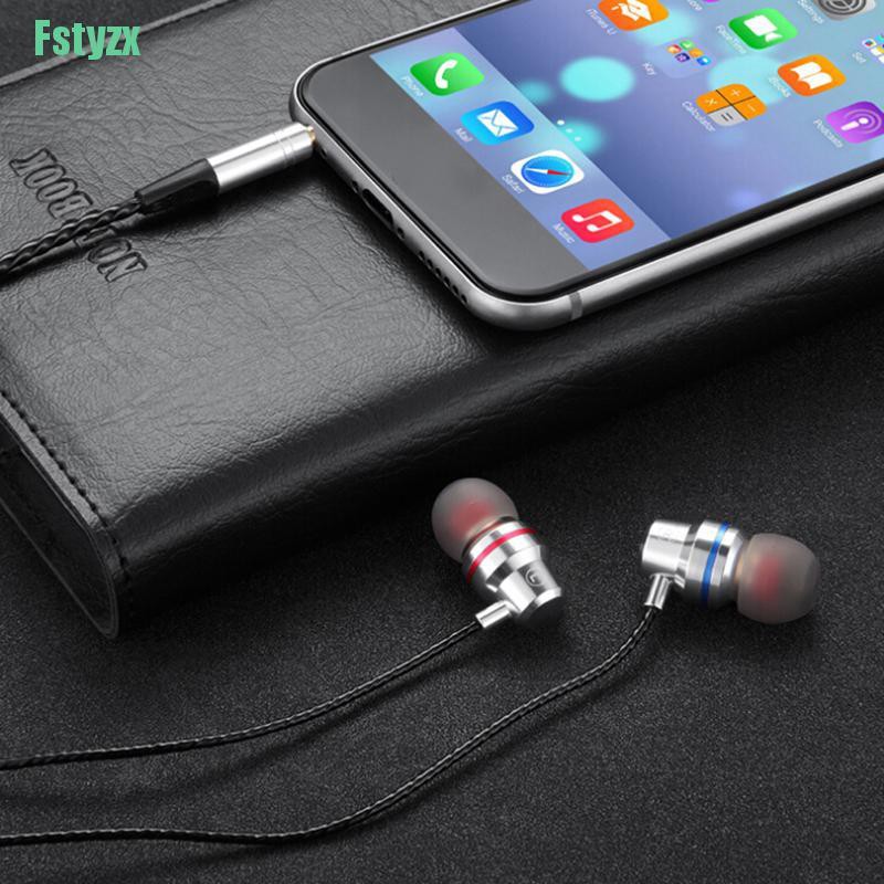 fstyzx Wired earbuds noise cancelling stereo earphones heavy bass sound sport headset