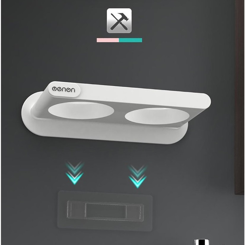 Giá Để Máy Sấy Tóc OENON Cao Cấp, Giá Để Máy Sấy Tóc Dán Tường Đa Năng Kèm Cốc Để Đồ Chất Liệu ABS