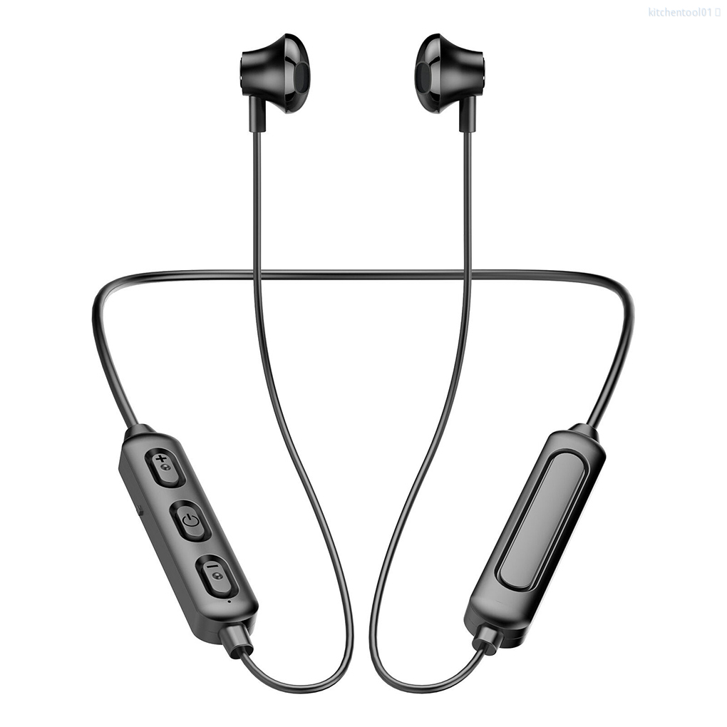 Bluetooth 5.0 Earphone Wireless In-ear Headphone IPX5 Waterproof Neck Hanging Sports Earphone, Black kitchentool01