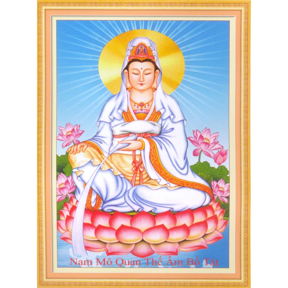 Tranh Thêu Chữ Thập 3D Phật Bà Ngồi Tòa Sen EVA8057 , 222906 (KHÁCH TỰ THÊU) KT:45X60CM