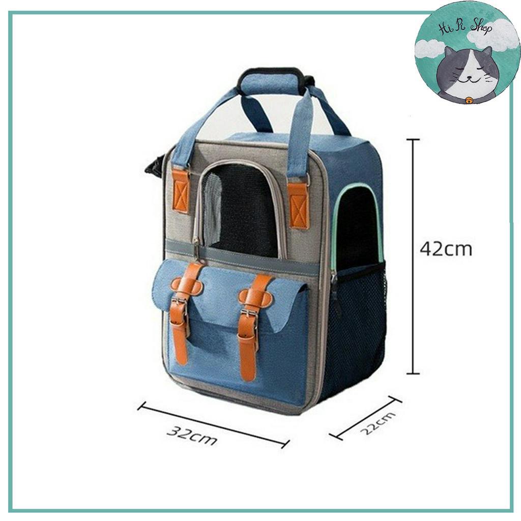 Balo Vận Chuyển Thú Cưng Hàng Thiết Kế Cao Cấp Bằng Vải Dệt Phối Da -Túi Đeo Vai Du Lịch Chuyên Dụng Chở Chó Mèo