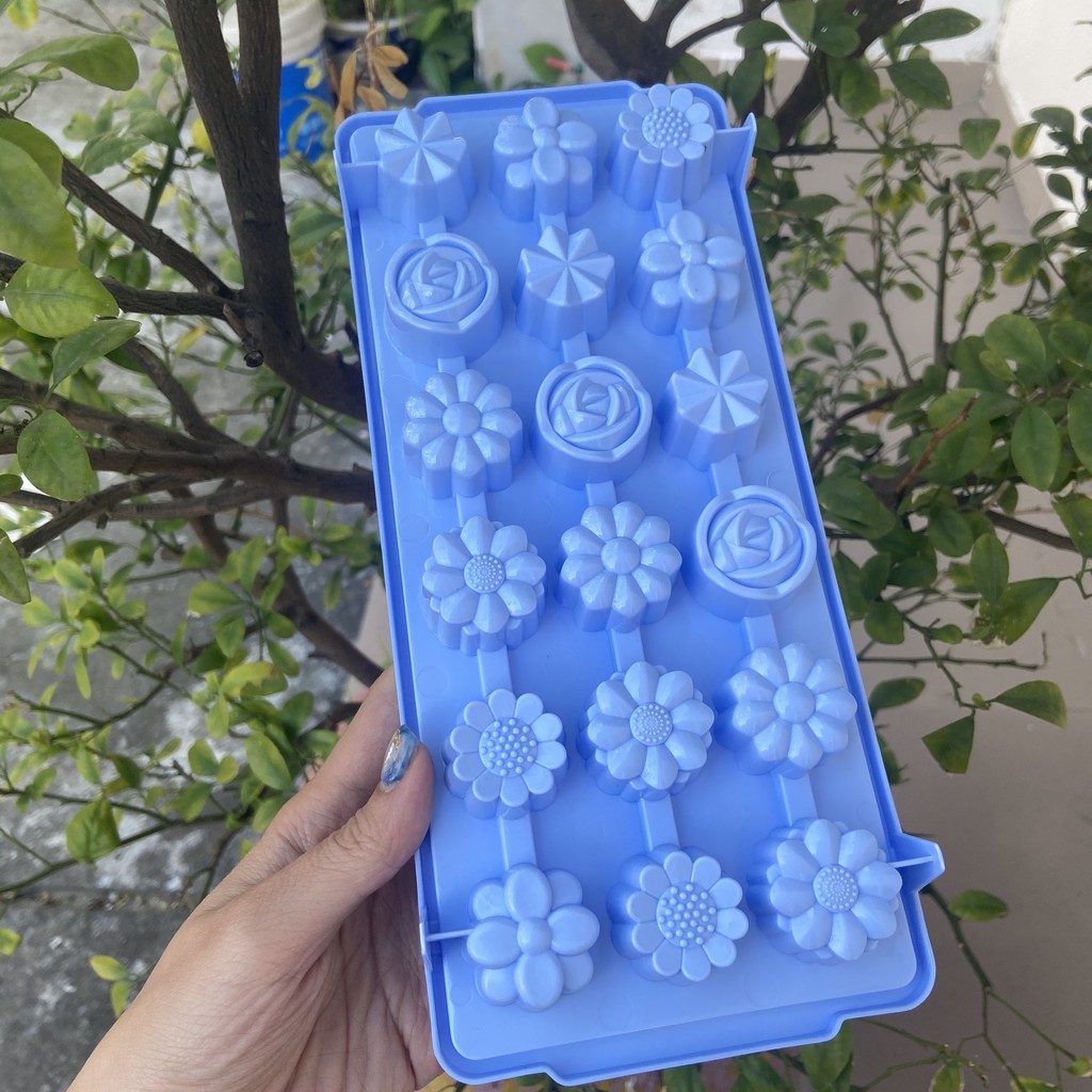 Khuôn 18 hoa hồng đào cúc bông 2cm - khay làm thạch HSS