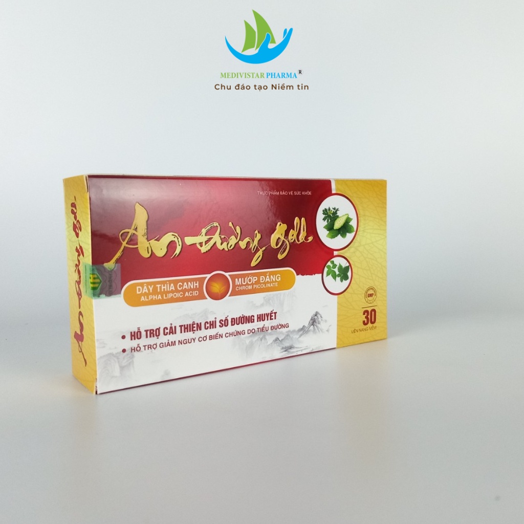 Viên Uống An Đường Gold MEDIVISTAR PHARMA Giúp Cải Thiện Đáng Kể Chỉ Số Đường Huyết, Hộp 30 Viên