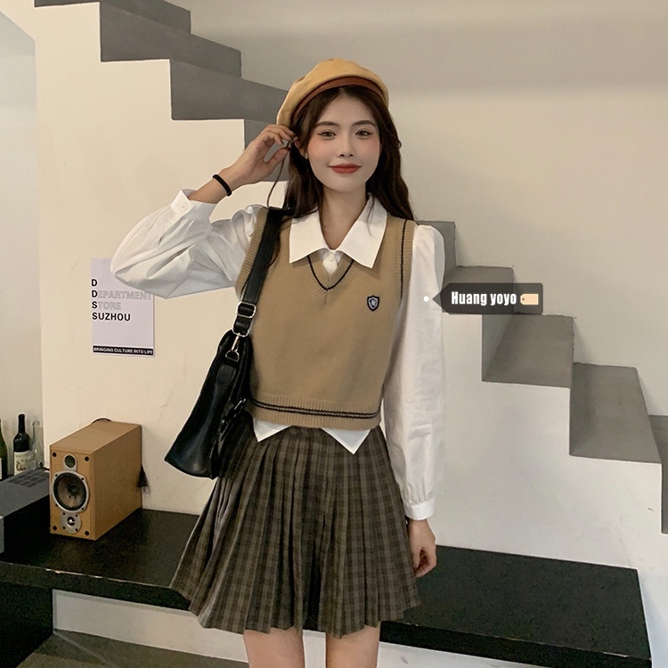 Korean fashion women's knitted V-neck sleeveless vest