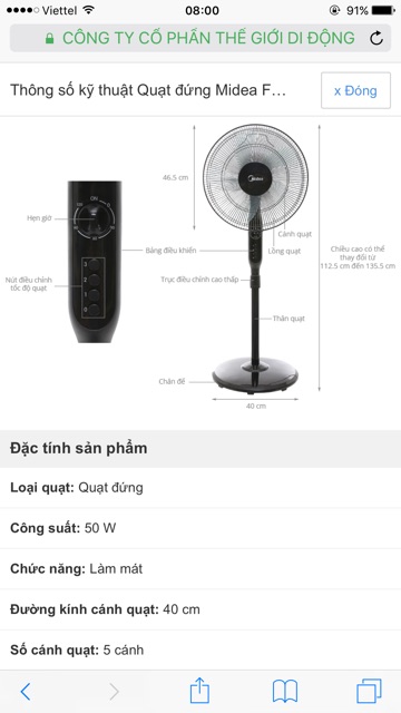 Quạt Đứng MIDEA FS40-15Q