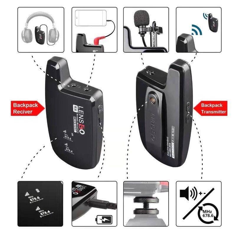 Micro thu âm không dây - LensGo Wireless Microphone LWM-308C Double  - Chính Hãng