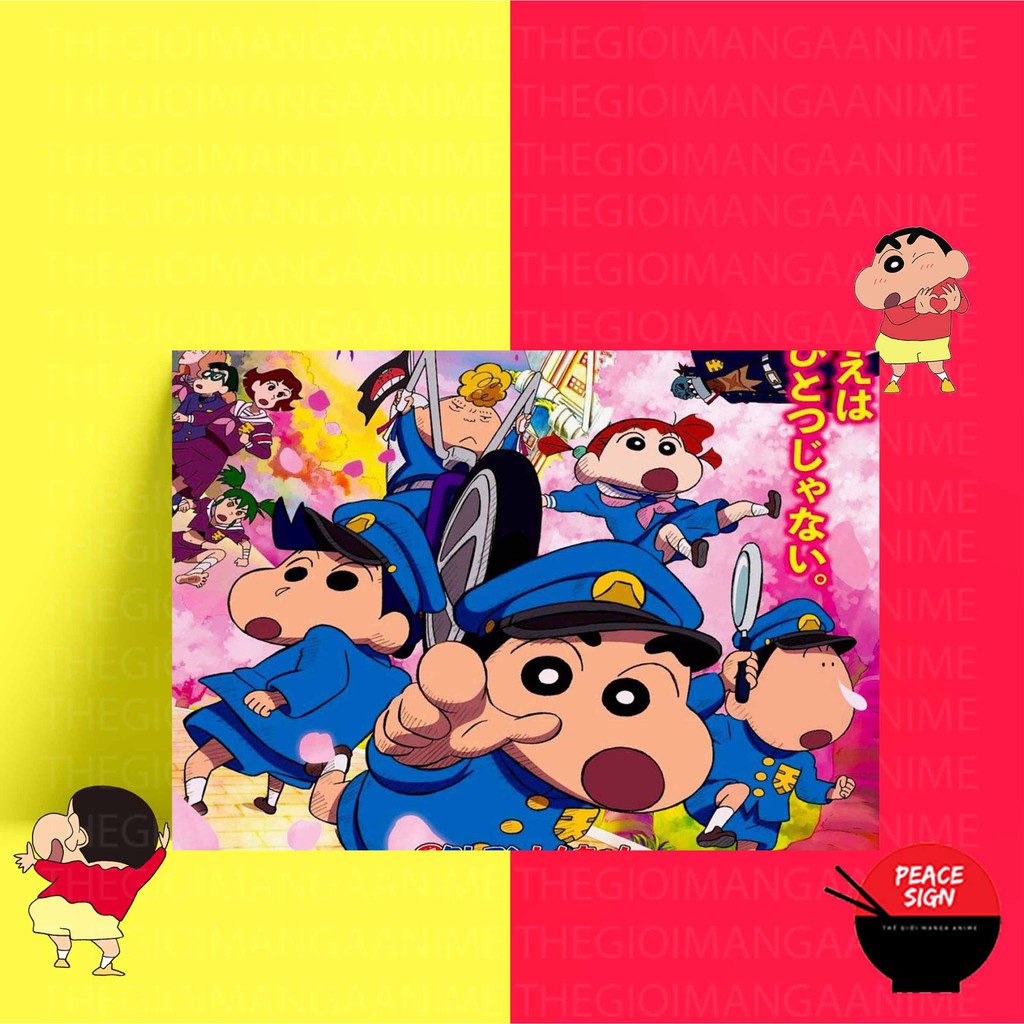 Poster Shin Cậu bé bút chì 8 tấm ảnh A4 anime chibi tranh treo