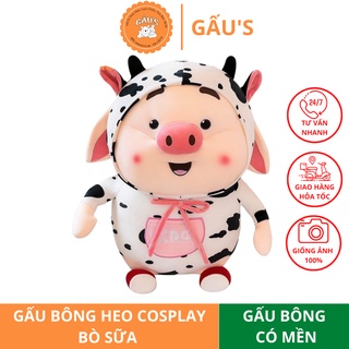 Gấu bông heo tik tok cosplay bò sữa có mền 3in1- gấu shop