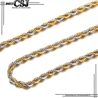 Dây chuyền inox nam kiểu dây buộc tàu mạ vàng cách điệu mẫu