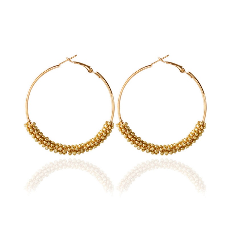 Bông Tai Dạng Vòng Tròn Phối Hạt Phong Cách Bohemian Thời Trang