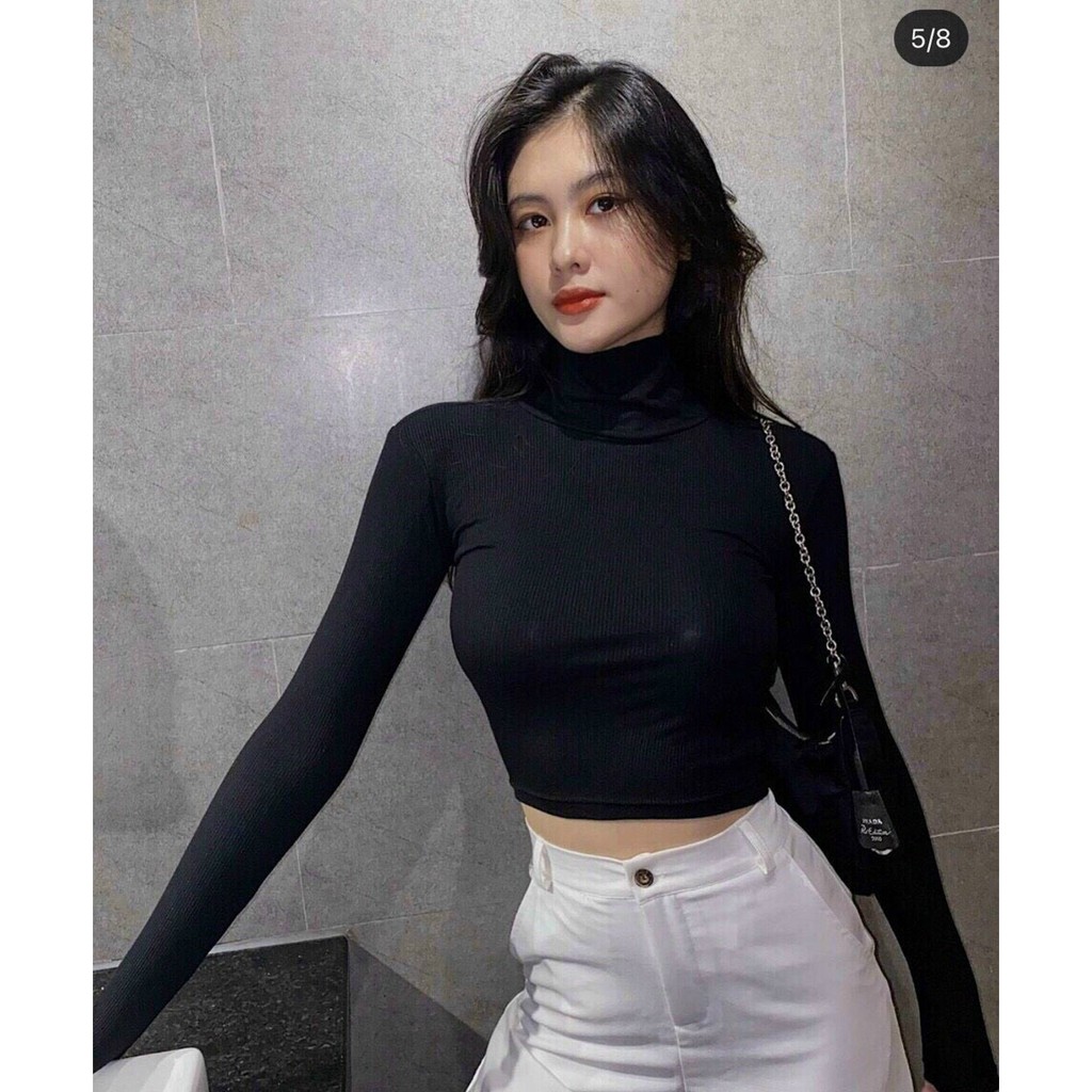 áo croptop [HOT Trend] croptop nữ cổ lọ tay dài croptop sexy chuẩn form ôm eo CT31 | BigBuy360 - bigbuy360.vn