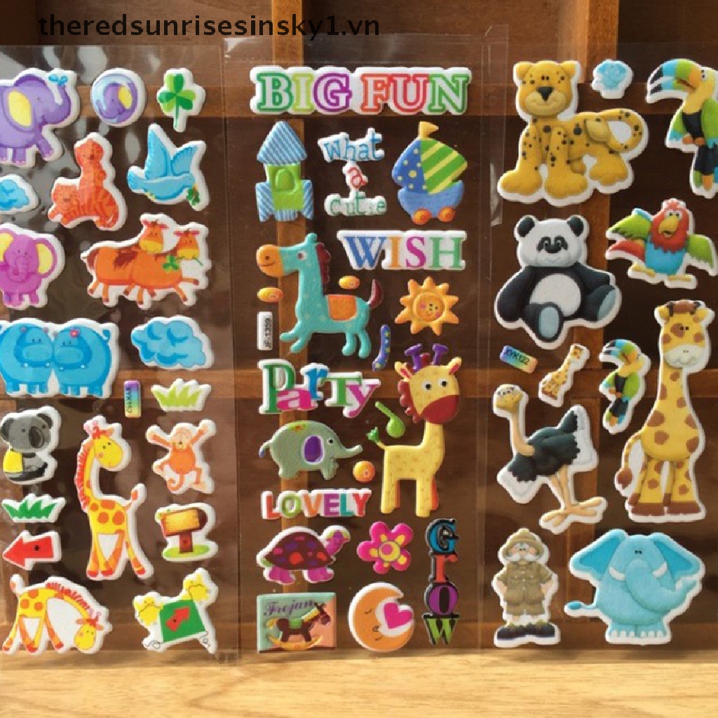 Set 10 tấm sticker dán trang trí hình hoạt hình 3D cho bé trai