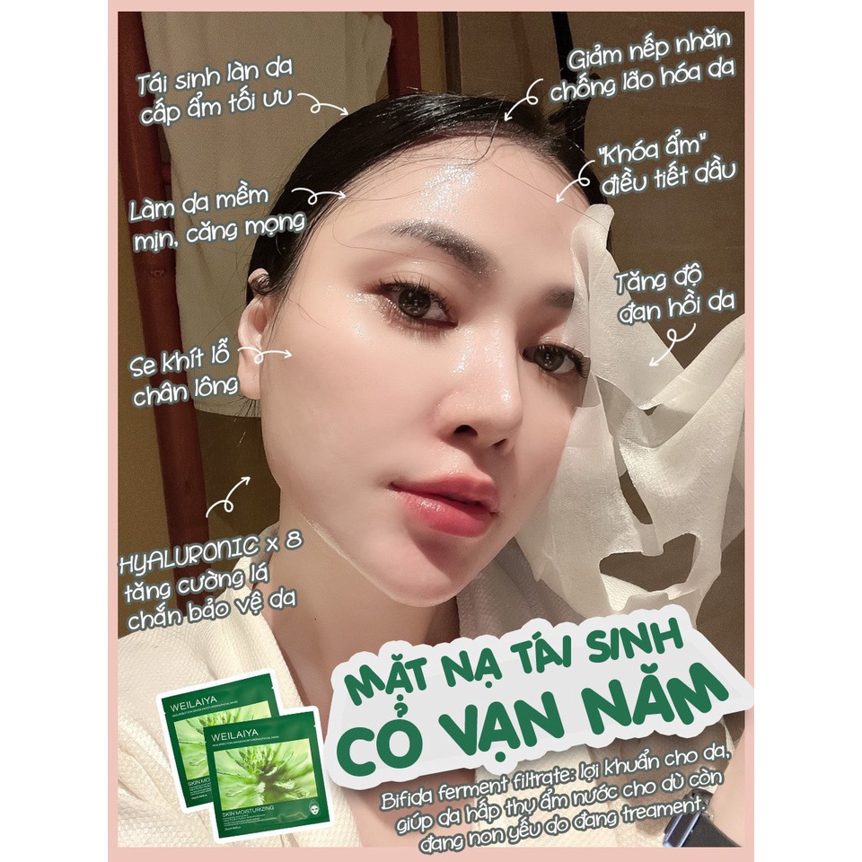 Mặt Nạ hoa hồng vạn cánh và cỏ vạn năm Weilaiya, dưỡng trắng, cấp ẩm, chống lão hóa. Hộp 10 Miếng