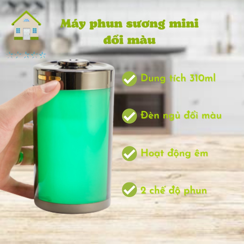 Máy phun sương tạo độ ẩm đèn led đổi màu