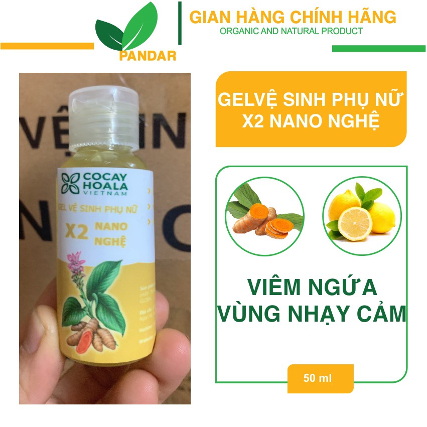 Dung dịch vệ sinh phụ nữ x2 nano nghệ, mẫu du lịch và dùng thử,10ml và 50 ml, Cỏ cây hoa lá, PANDAR