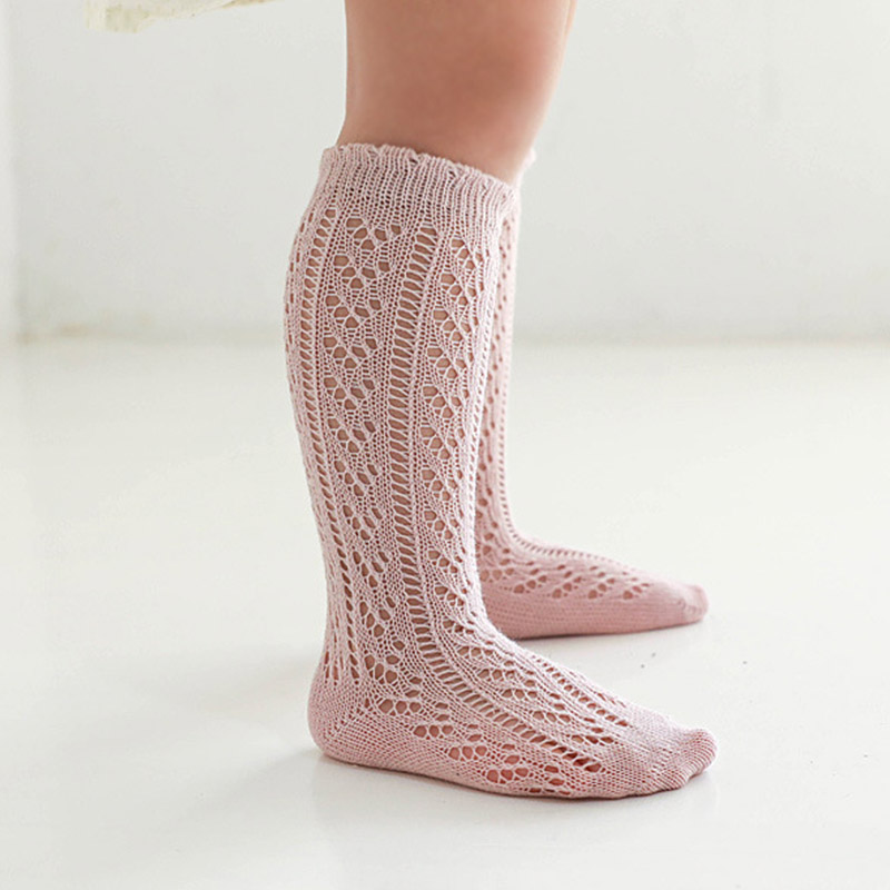 Tất lưới dài thoáng khí màu trơn cho bé gái