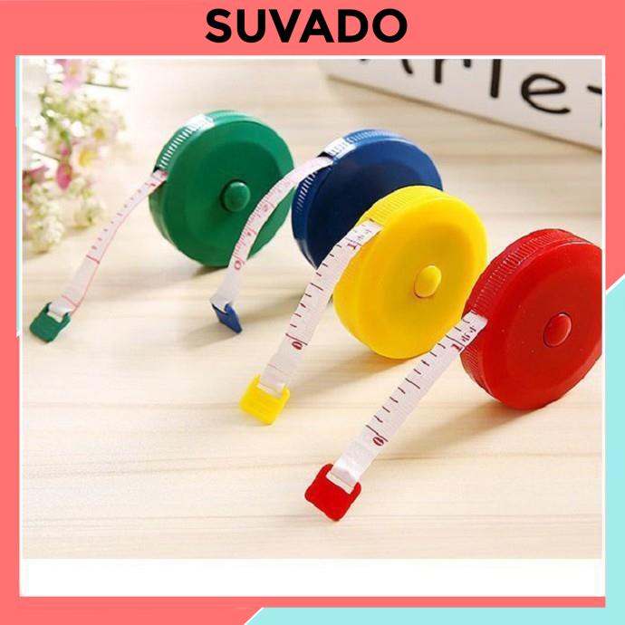 Thước dây đo eo, quần áo, chiều cao, MINI cuộn rút tự động 1,5m TD15 SUVADO