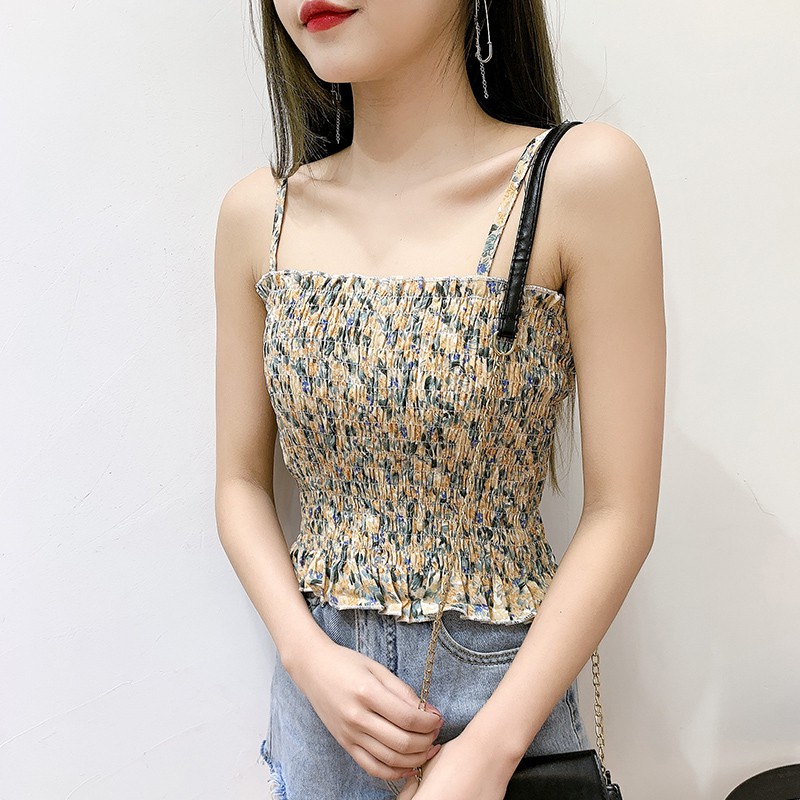 Áo Hai Dây Họa Tiết Hoa Thời Trang Cho Nữ