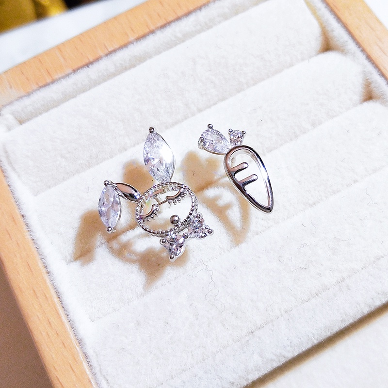 Khuyên tai JIUDUOLAN không gây dị ứng thiết kế thỏ và cà rốt đính đá zircon nhân tạo thời trang thanh lịch cho nữ