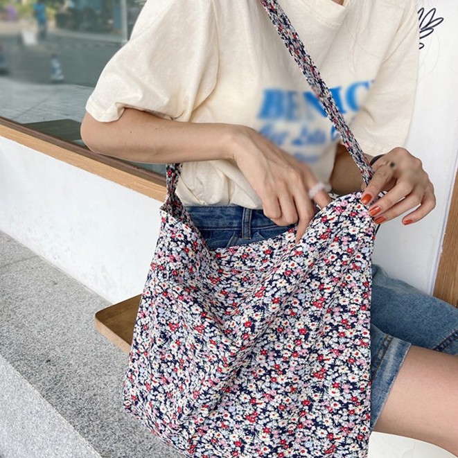 Túi Xách Canvas In Cánh Hoa Thân Thiện Với Môi Trường