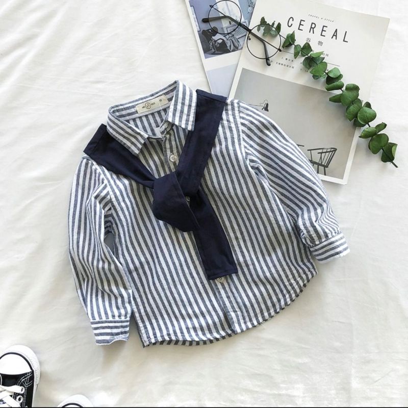 Áo Sơ Mi Kẻ Sọc Đứng Thời Trang Mùa Thu Cho Bé Trai
