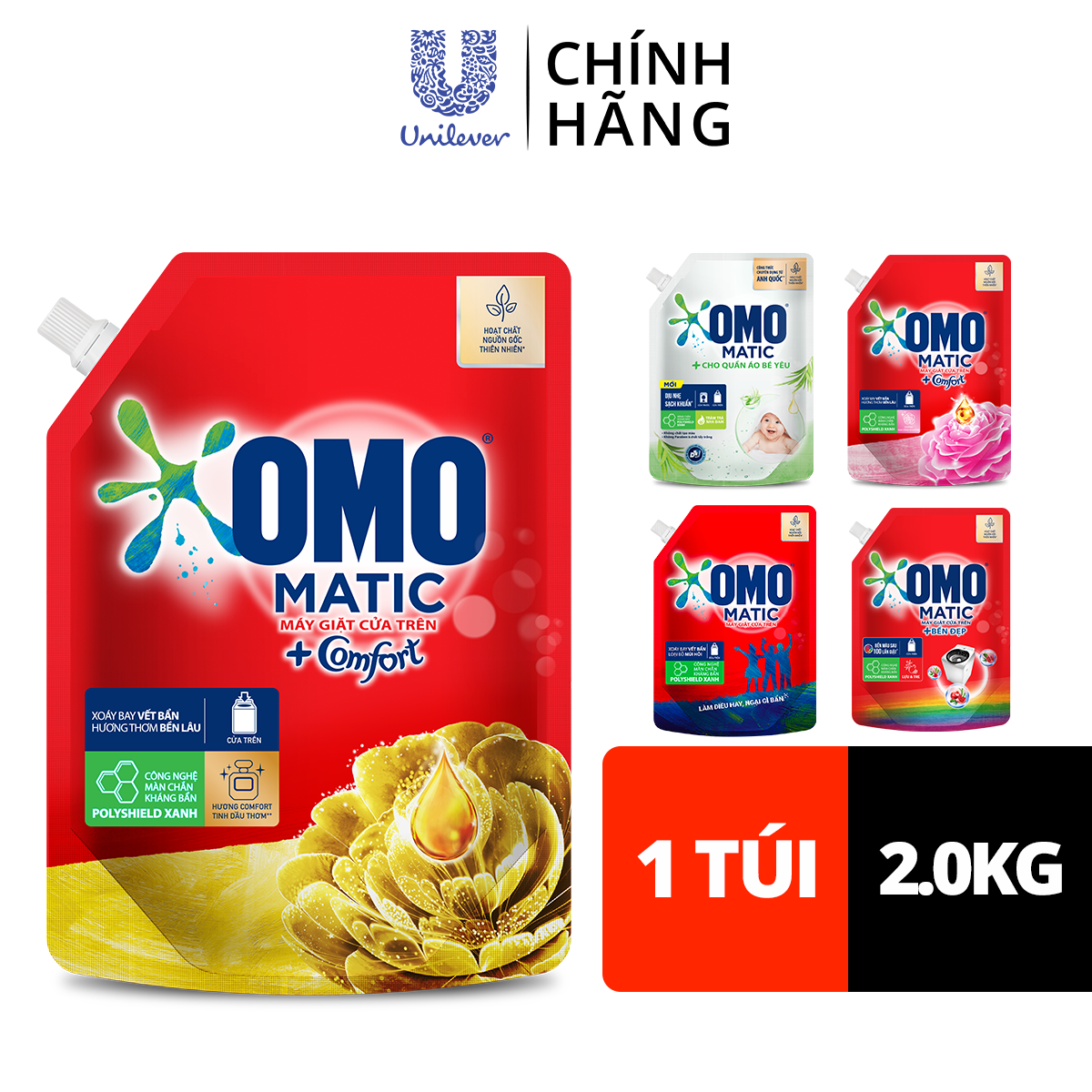 [Mã FMCGMALL -8% đơn 250K] Túi Nước Giặt OMO Matic 2.0kg