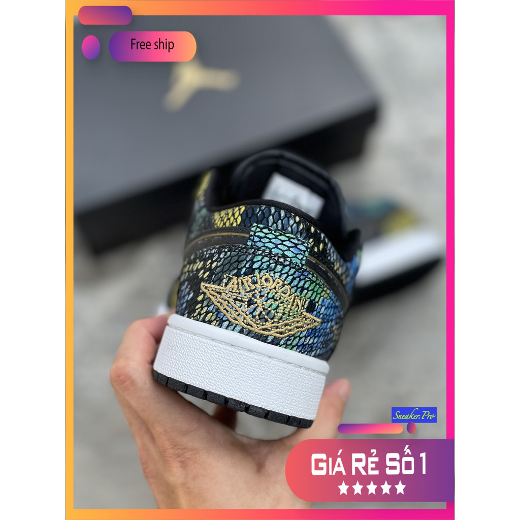 (FULL BOX + QUÀ TẶNG) Giày thể thao Air Jordan 1 Low Multicolor Snakeskin (W) (2020) cổ thấp siêu đẹp dành cho nam và nữ