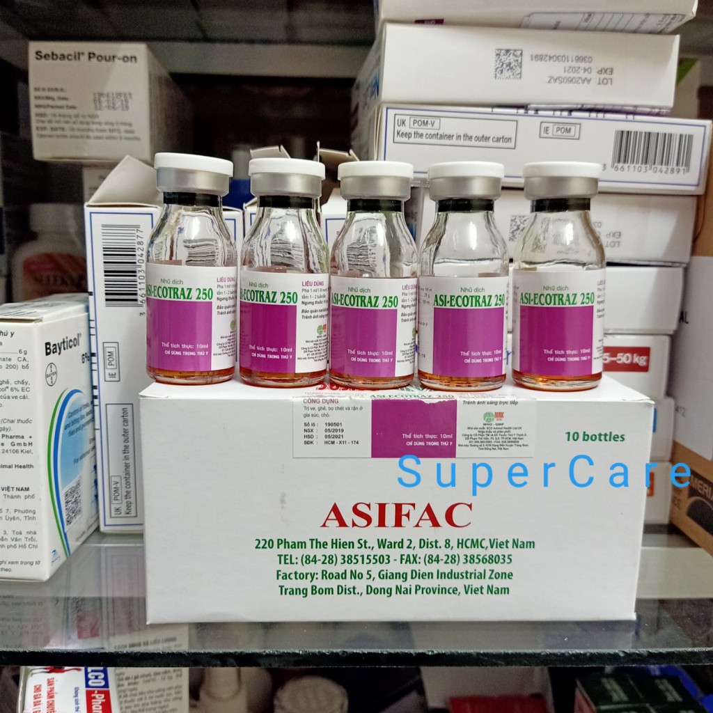 Combo 5 Lọ - Asi - Ecotraz 250 10 Ml Pha Tắm Trị Viêm Da -Ve Ghẻ -Rận Tai Hiệu Quả Tức Thì