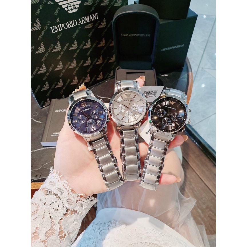 Đồng Hồ Đeo Tay Nam Armani Sang Trọng Chạy Full Kim, Dây Thép Không Gỉ, Kính Sapphire Chống Xước, Chống Nước