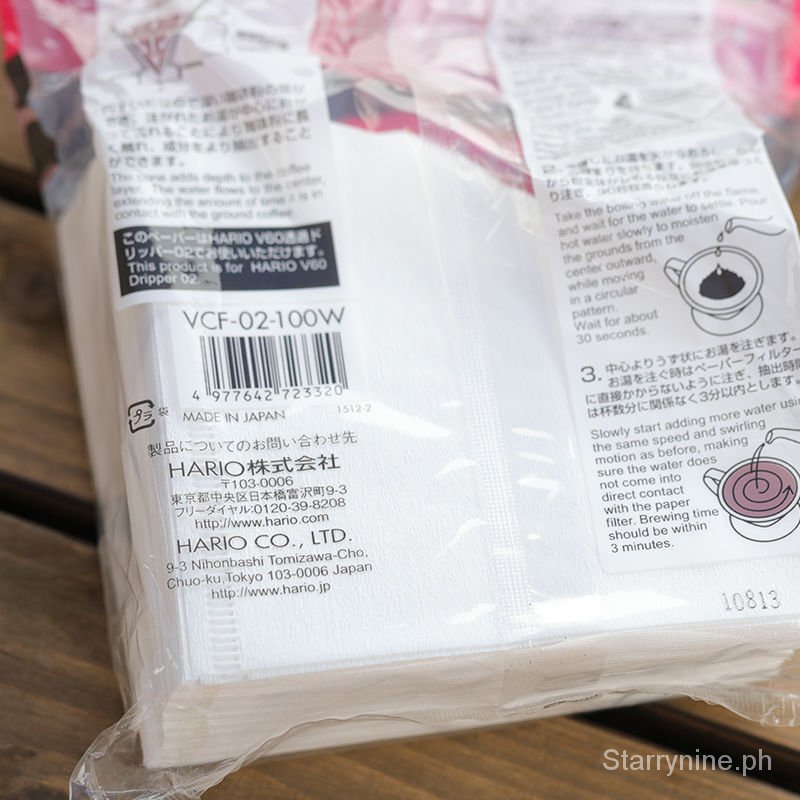 Túi 100 giấy lọc cafe Hario V60 VCF-02-100W trắng hàng Nhật
