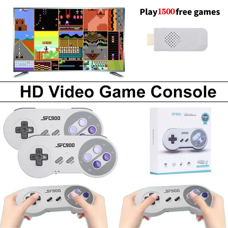 Máy Chơi Game Cầm Tay Không Dây SF1500 + 16bit HDMI TV SF900 Retro Cho Nintendo