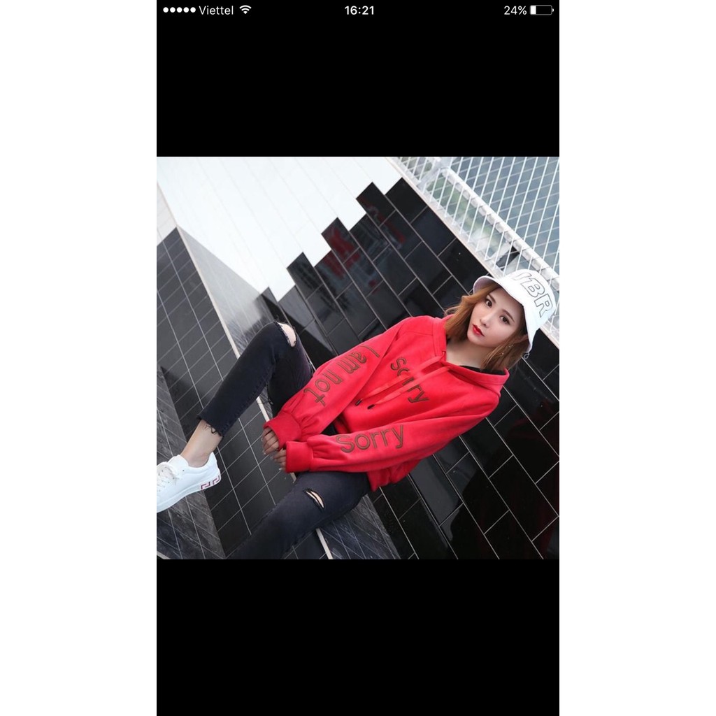 Áo Nỉ Phối Mủ In Chữ Sorry Cá Tính tt0008 (TTSL0035)