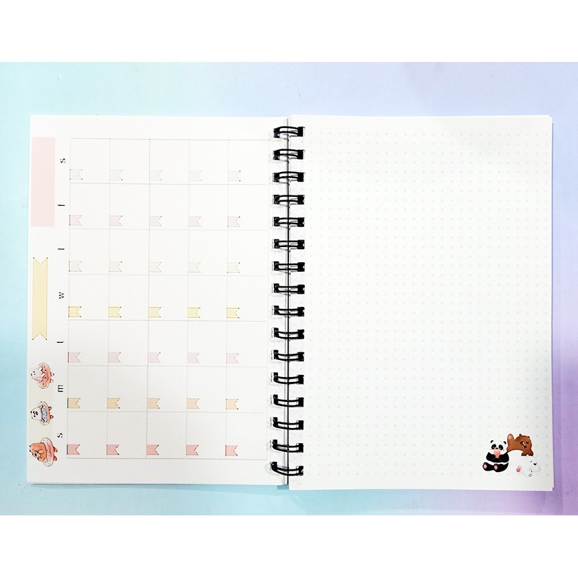 Sổ bullet journal ba anh em gấu SBJ28 A5 100 trang 160gsm chấm kẻ ngang monthly planner Sổ tay vẽ chì Sketchbook